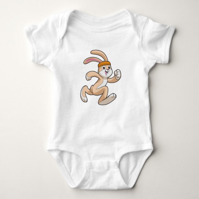 Bunny vid Running med Headband T Shirt (Framsida)