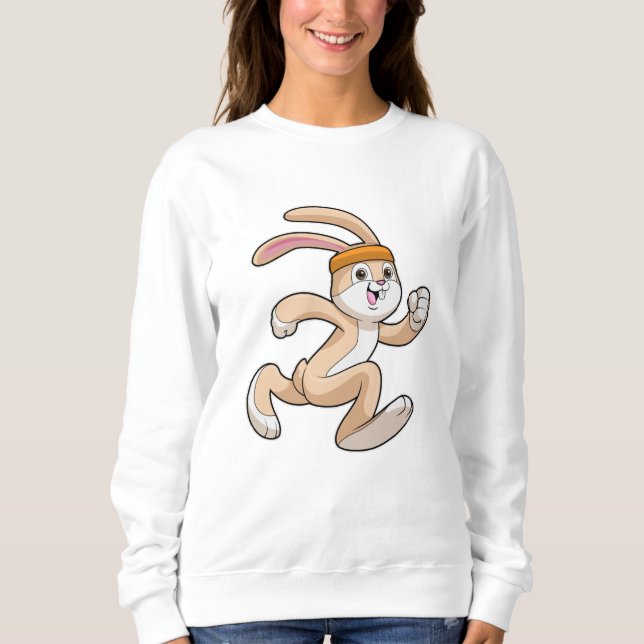 Bunny vid Running med Headband T Shirt (Framsida)