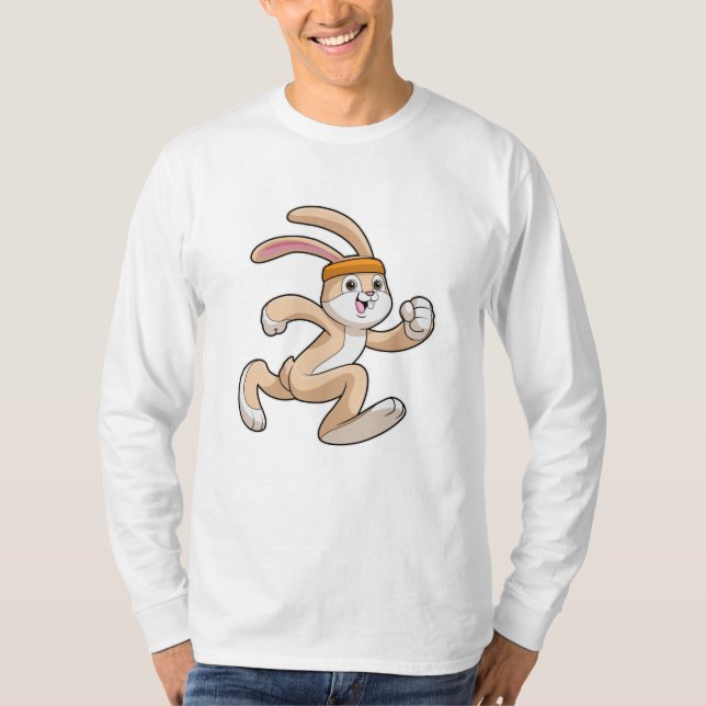 Bunny vid Running med Headband T Shirt (Framsida)