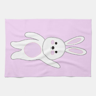 Bunny. Vit och rosa. Kökshandduk