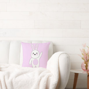 Bunny. Vit och rosa. Kudde