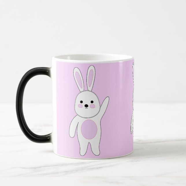 Bunny. Vit och rosa. Magisk Mugg (Vänster)