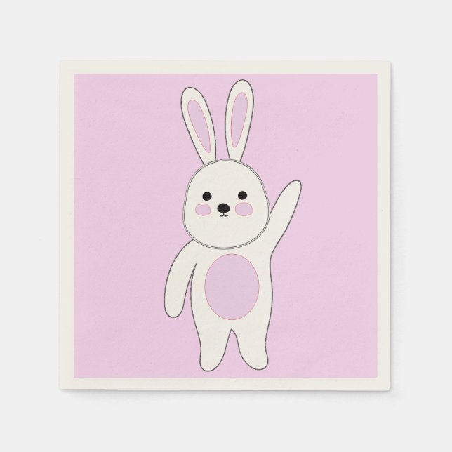 Bunny. Vit och rosa Pappersservett (Framsidan)