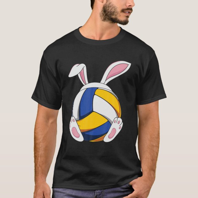 Bunny Volleyball Heartbeat Funny Easter Day Bunny T Shirt (Framsida)