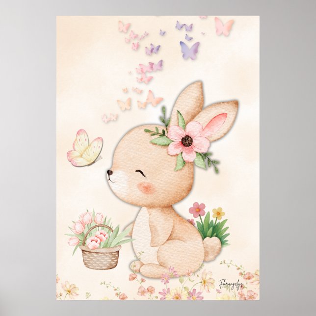 Bunny Wall art - Butterfly Love Printable Poster (Framsidan)
