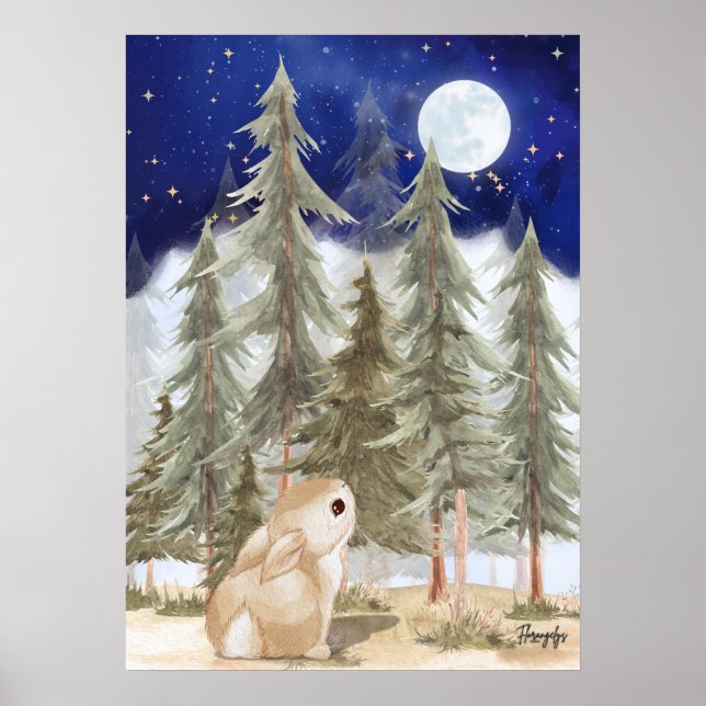 Bunny Wall art Poster  Starry Night (Framsidan)