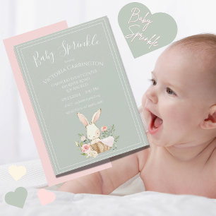 Bunny Watercolor Blommigt Baby Sprinkle Shower Inbjudningar
