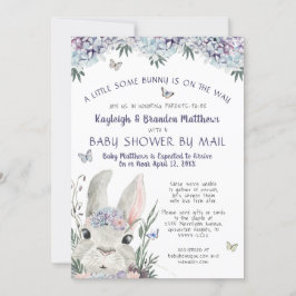 Bunny Watercolor Blommigt Lila Baby Shower by Mail Inbjudningar