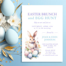 Bunny Watercolor Eggs Påsk BRUNCH & HUNT