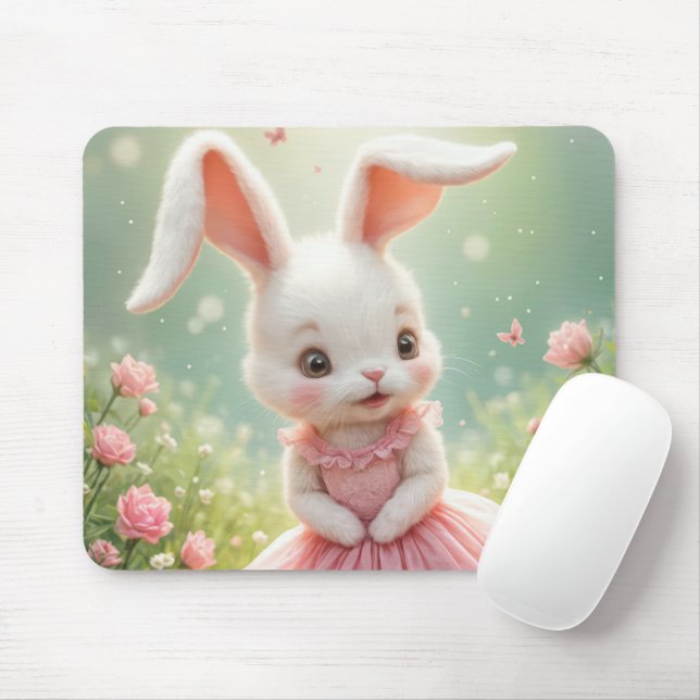 Bunny Wearing a Rosa Dress Musmatta (Med mus)