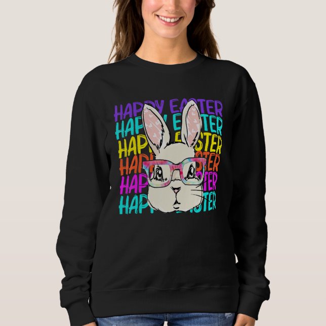 Bunny Wearing Tie Dye Glasses Glad påsk Day T Shirt (Framsida)