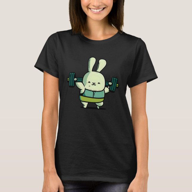 Bunny Weightlift Bodybuilding Påsk T Shirt (Framsida)