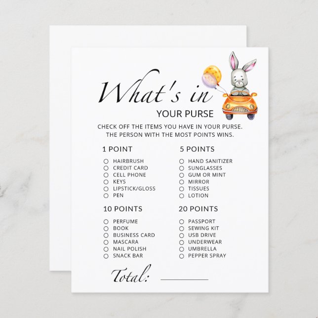 Bunny What's in your purse Baby dusch-match (Fram/baksida)