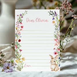 Bunny Wildblomme Time Capsule Note-meddelandekort Tack Kort