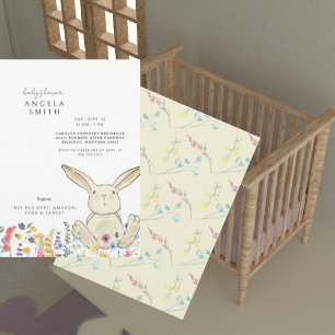 Bunny & Wildblommor Colorful Baby Shower Inbjudningar