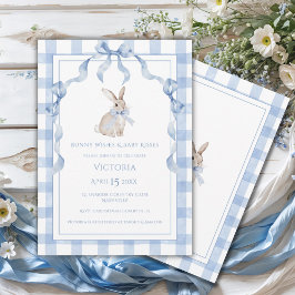Bunny Wishes & Baby Kisses Blue Baby Shower Inbjudningar