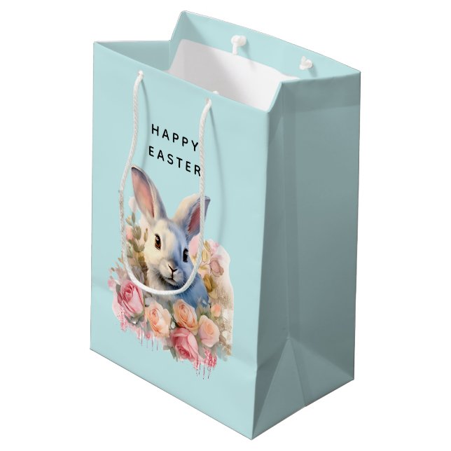 Bunny with a Garland of Roses Cute Easter (Baksidan Vinklad)