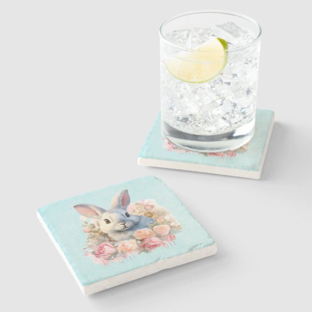 Bunny with a Garland of Roses Cute Stenunderlägg (Sidan)