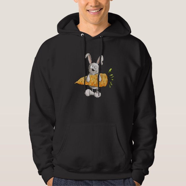Bunny with Carrot I Rabbit Roligt Hoodie (Framsida)