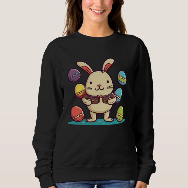 Bunny With Eggs Christian Easter T Shirt (Framsida)
