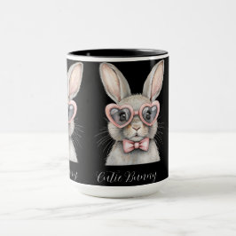 Bunny with Heart Glasses Mug | Cute Animal Coffee  Mugg