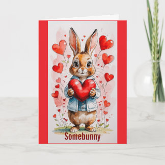 Bunny With Hearts Valentine Day Greeting Card Kort