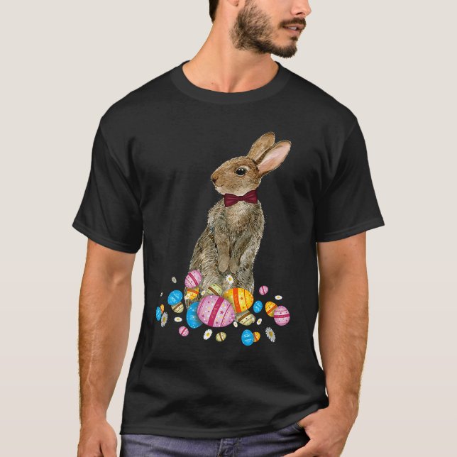 Bunny With Necktie Happy Easter Sayings Egg Cute B T Shirt (Framsida)