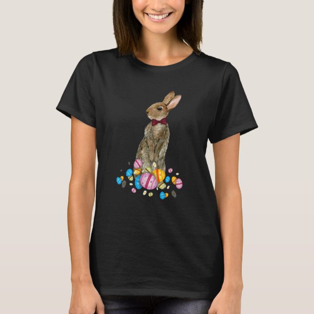 Bunny With Necktie Happy Easter Sayings Egg Cute B T Shirt (Framsida)