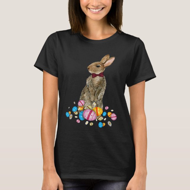 Bunny With Necktie Happy Easter Sayings Egg Cute B T Shirt (Framsida)