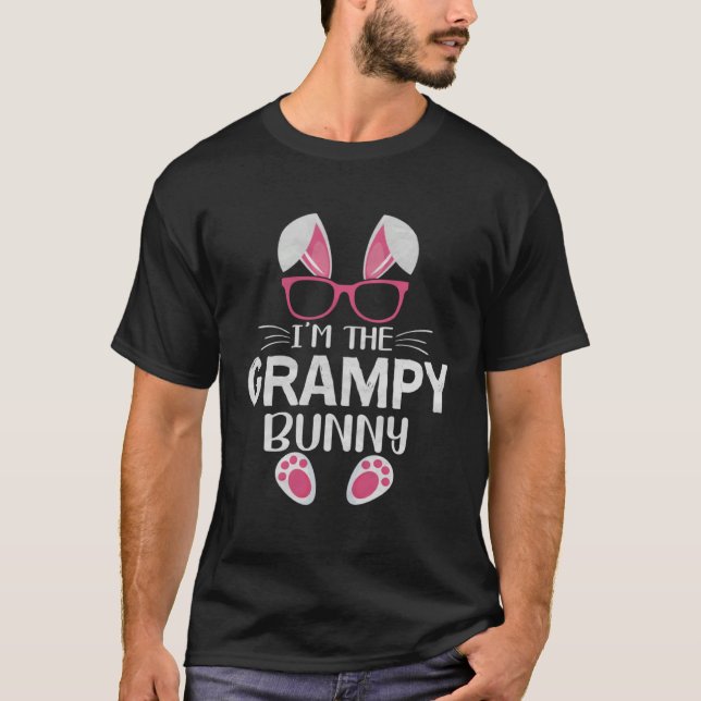 Bunny With Sunglasses Easter Party I m the Grampy  T Shirt (Framsida)