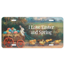 Bunny With Wagon Aluminium License Plate