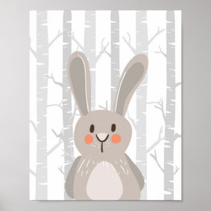 Bunny Woodland Animal Nursery Wall Art Skriv ut Poster