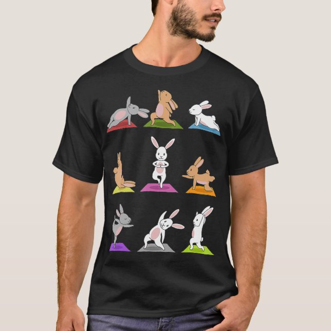 Bunny Yoga Funny Rabbits In Yoga Poses On Meditati T Shirt (Framsida)