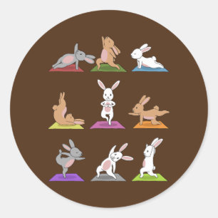 Bunny Yoga  Runt Klistermärke