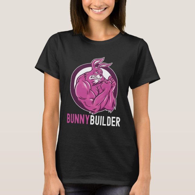 BunnyBuilder Påskhare Workout Gym Weightlift T Shirt (Framsida)