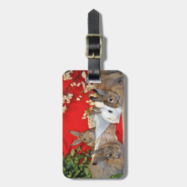 BunnyLuv bagagemärkre med kaninfamiljporträtt Bagagebricka