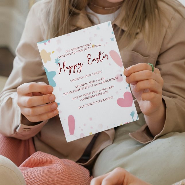 Bunnyörhängen och blommigt glad påsk inbjudningar (Skapare uppladdad)