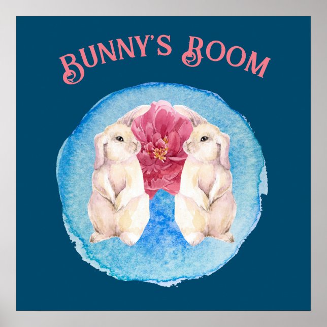 Bunnys Anpassade Bunnies med Peony Poster (Framsidan)