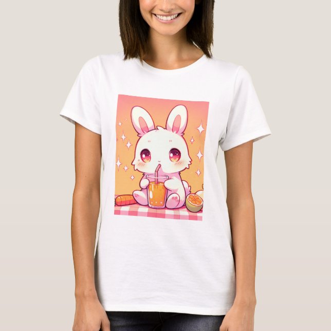 Bunny's Blissful Juice Break T Shirt (Framsida)