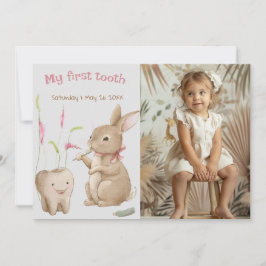Bunnys flicka First Tooth Party Photo Card Julkort