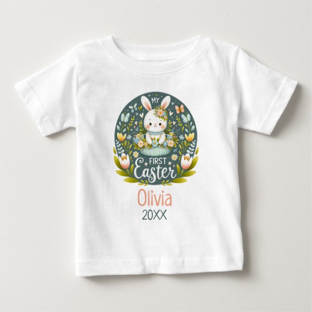 Bunnys första Påsk Firande - Personlig T Shirt (Framsida)