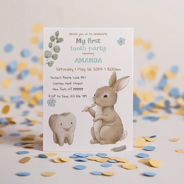 Bunnys första Tooth Party Inbjudningar (Skapare uppladdad)