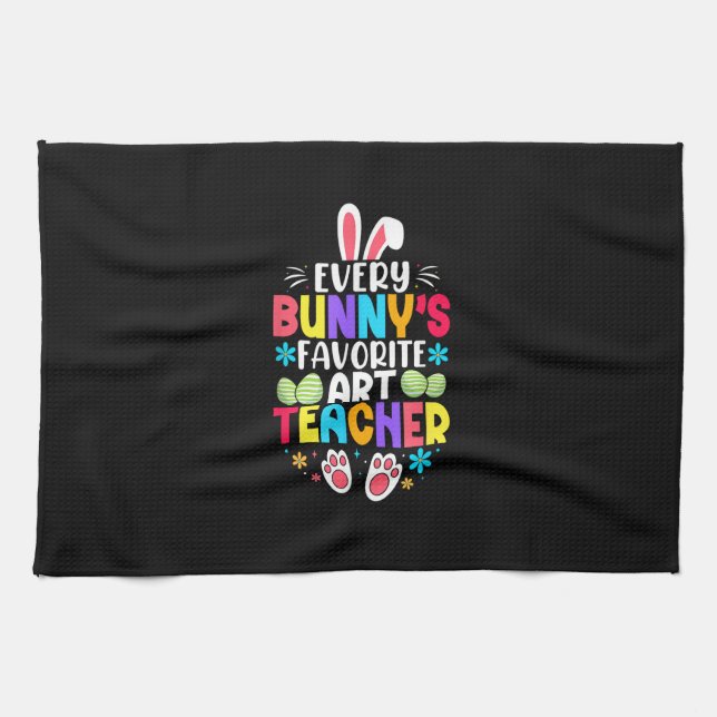 Bunnys lärare, Påsk, färgbelagd design Kökshandduk (Horisontell)