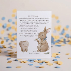 Bunnys pojke First Tooth Fairy Brev