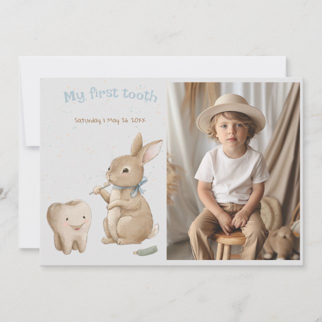 Bunnys pojkvän First Tooth Party Photo Card Julkort (Framsida)