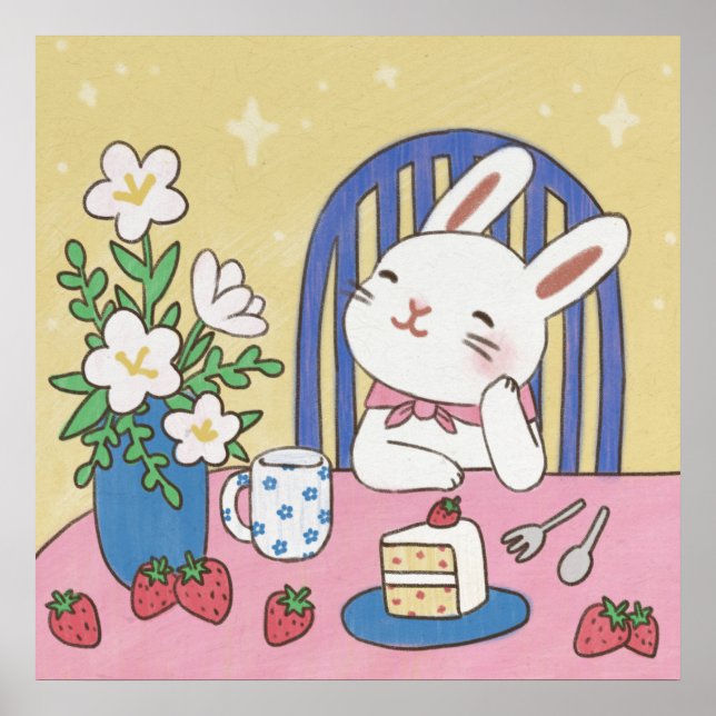 Bunny's Tea Time Illustration Poster (Framsidan)