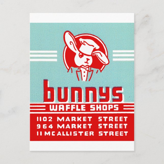 Bunnys Waffle Shops Vykort (Framsida)