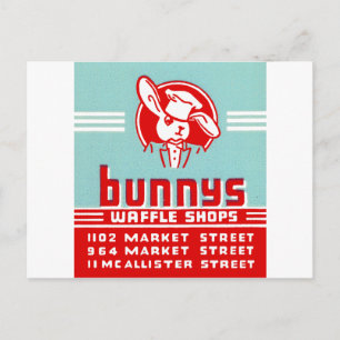 Bunnys Waffle Shops Vykort