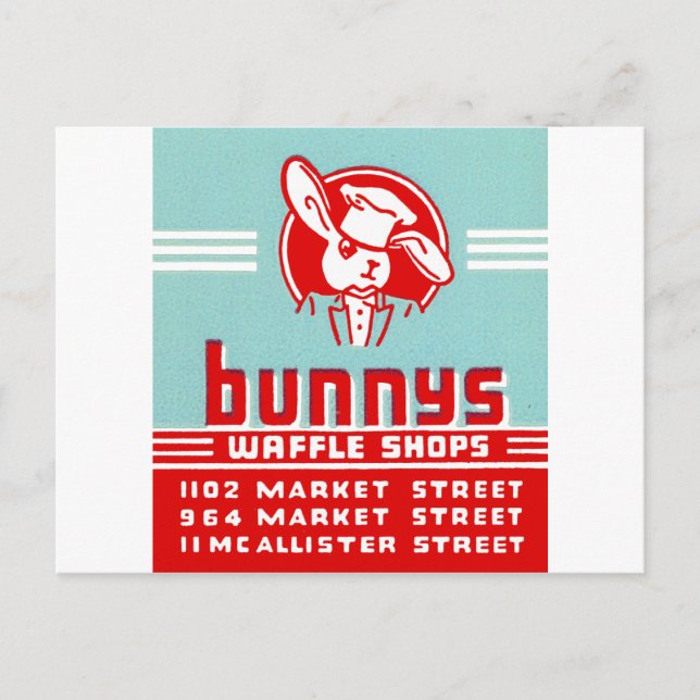 Bunnys Waffle Shops Vykort (Framsida)