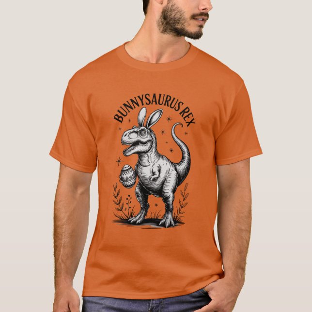 Bunnysaurus Påsk Herrtröja Dino Kanin Humor  T Shirt (Framsida)